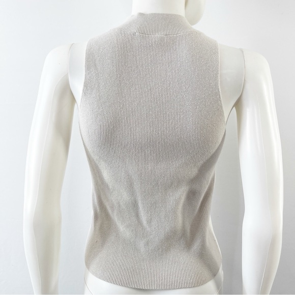 FRAME Women's Off White Rib Knit Sleeveless Tank Top Size L Silk Blend - Picture 5 of 7